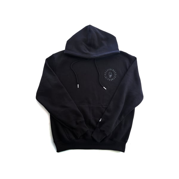 Image of 6'3" Seis Tres Circle Black on Black Hoodie