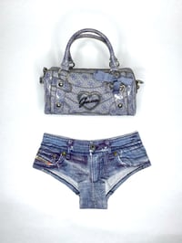 Image 1 of 🎀 ANGEL CAPSULE 🎀 DIESEL VINTAGE TROMPE L'OEIL DENIM PRINT MICRO SHORTY