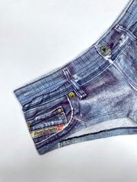 Image 3 of 🎀 ANGEL CAPSULE 🎀 DIESEL VINTAGE TROMPE L'OEIL DENIM PRINT MICRO SHORTY