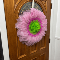 Image 2 of Pink & Lime Green Sunflower Wreath