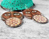 Image 2 of African Mursi Inspired Earrings Statement Hand-Painted Texture Mixed Media