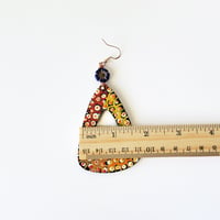 Image 5 of Large Hoop Hand Painted Christian Earrings Wood Colorful Boho Dangle