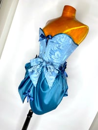 Image 2 of 🎀 ANGEL CAPSULE 🎀 MAYA HANSEN BABYDOLL BLUE SATIN BOW COUTURE CORSET & DRAPÉ MINI SKIRT