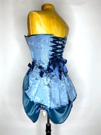 Image 1 of 🎀 ANGEL CAPSULE 🎀 MAYA HANSEN BABYDOLL BLUE SATIN BOW COUTURE CORSET & DRAPÉ MINI SKIRT