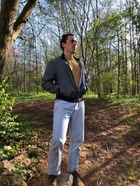 Image of Waxed cotton jacket with linen lining and back patch
