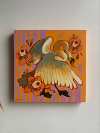 Image 1 of gold feathered swan original painting