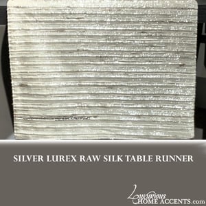 Image of Silver Lurex Raw Silk Table Runner