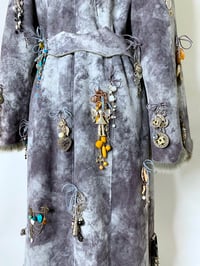 Image 6 of 🎀 ANGEL CAPSULE 🎀 UNIQUE PIECE 🎀 VINTAGE GREY FAKE FUR COAT CUSTOMIZED WITH BOWS & CHARMS