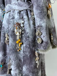 Image 7 of 🎀 ANGEL CAPSULE 🎀 UNIQUE PIECE 🎀 VINTAGE GREY FAKE FUR COAT CUSTOMIZED WITH BOWS & CHARMS