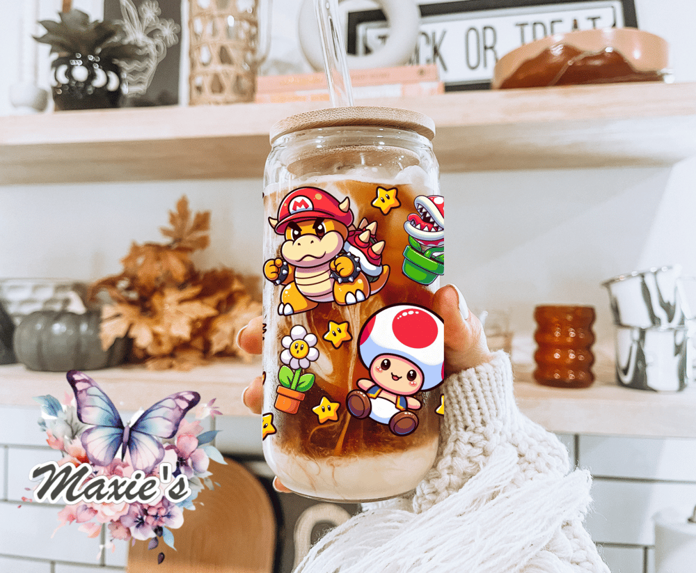 Image of Mario & Friends Graphic Design 16oz. UVDTF Cup Wrap 