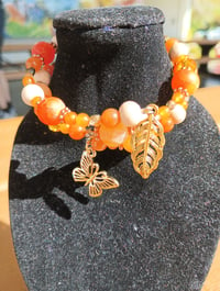 Image 4 of Orange Butterfly and Leaf Wrap Around bracelet