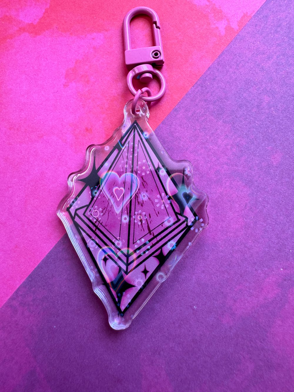 Image of Geometry Head Heart Holographic Keychain