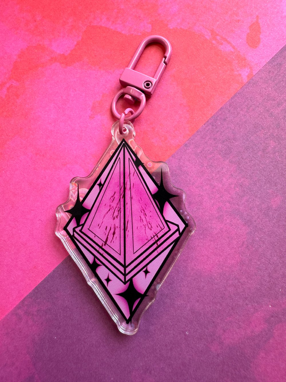 Image of Geometry Head Heart Holographic Keychain
