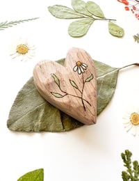 Image 2 of Natural Wood Burned Flower Heart