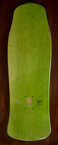 Image 2 of Sam Cunningham Evil Eye Skateboard Deck Green Stain - Signed and Numbered