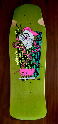 Image 1 of Sam Cunningham Evil Eye Skateboard Deck Green Stain - Signed and Numbered