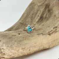 Image 2 of Mini Teardrop Tibetan Turquoise w/sterling silver ring - size 8.5