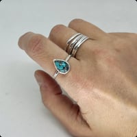 Image 1 of Mini Teardrop Tibetan Turquoise w/sterling silver ring - size 8.5