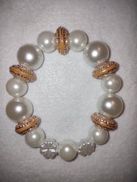 Image 1 of Faux Pearl Stretch Bracelet