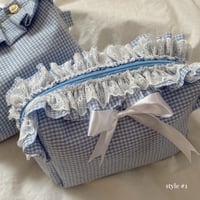 Image 2 of “gingham blues” makeup bags