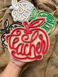 Image 1 of Teacher Apple Laser Cut File 