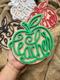 Image 2 of Teacher Apple Laser Cut File 