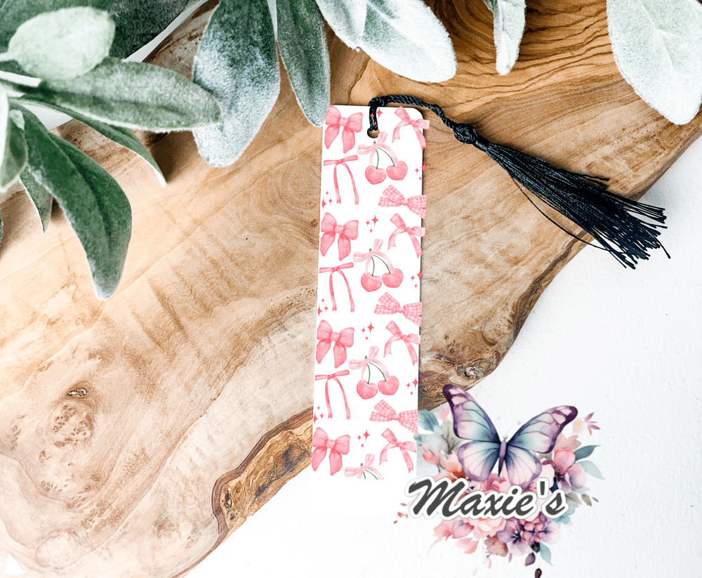 Image of Pretty In Pink Coquette & Cherry 🍒  UVDTF Pen Wrap / Bookmark Decal 