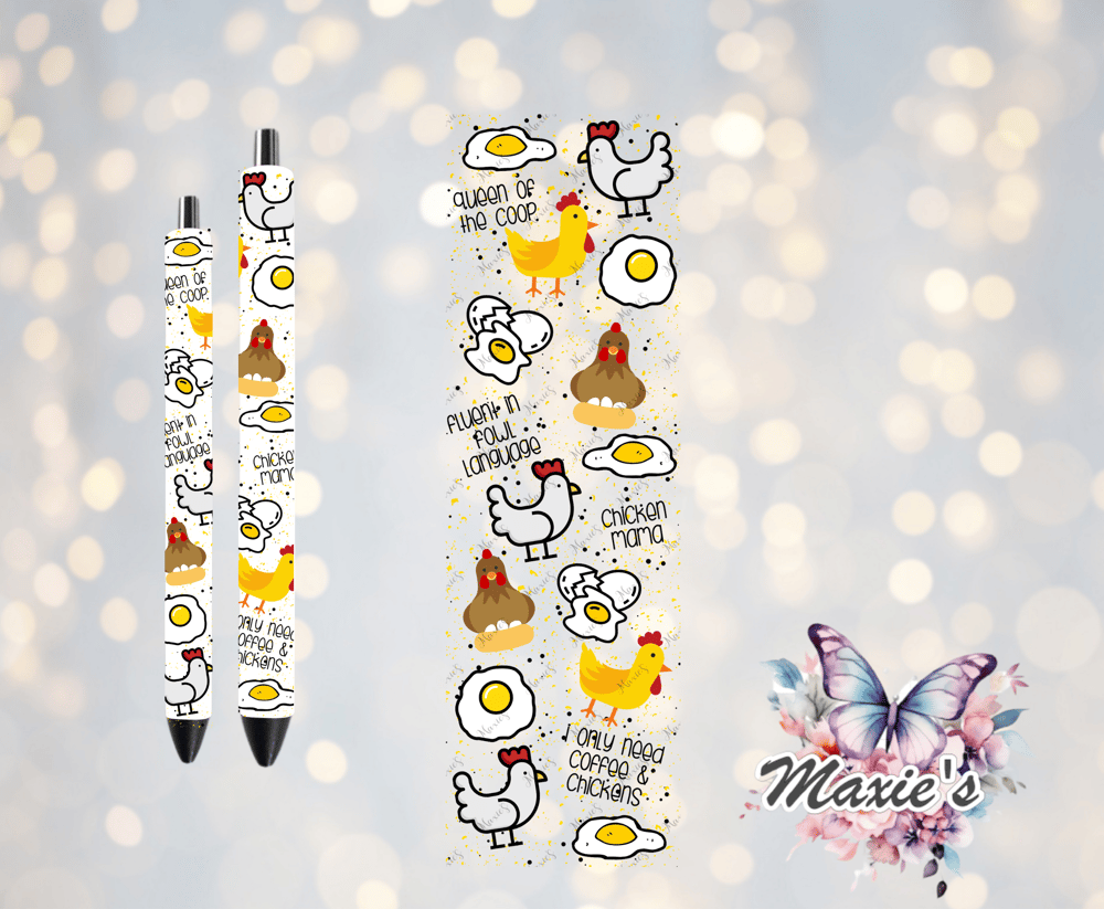 Image of Only Need Coffee & Chicks UVDTF Pen Wrap  / Bookmark Decal 