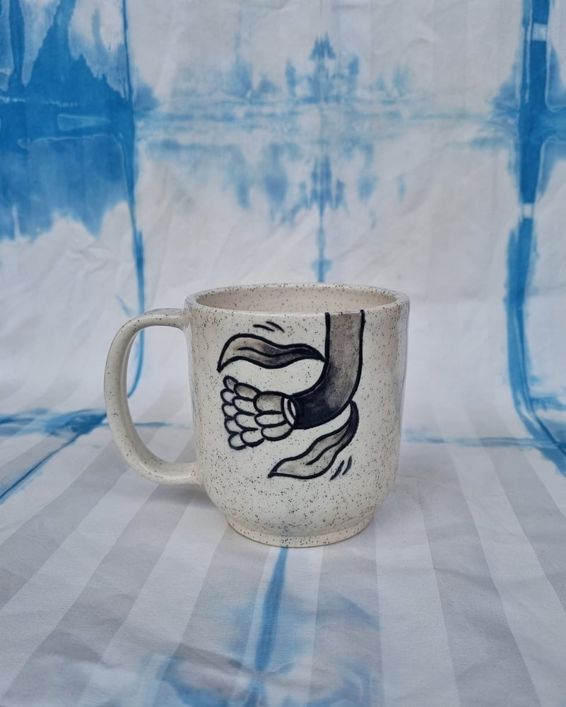 Image of MUG ~ floopy flora b&w