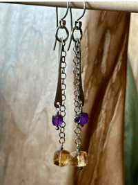 Image 2 of Citrine and Amethyst earrings/n130