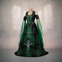 Image 1 of Celtic elven wedding dress tree of live black green