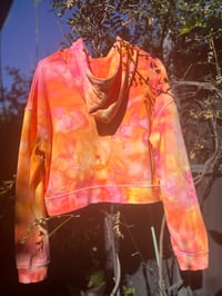 Image 2 of Orange ice dyed women’s cropped tie dye hoodie size M