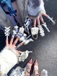 Image 1 of 🎀 ANGEL CAPSULE 🎀 UNIQUE PIECE HANDMADE GAZETTE & SATIN BOWS NAIL SET