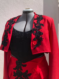 Image 1 of Red Embroidery Corset Suit Set