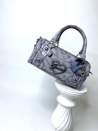 Image 2 of 🎀 ANGEL CAPSULE 🎀 GUESS 2000S BABYDOLL BLUE MONOGRAM HEART CHARMS SPEEDY BAG
