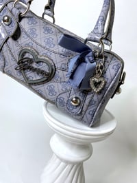 Image 1 of 🎀 ANGEL CAPSULE 🎀 GUESS 2000S BABYDOLL BLUE MONOGRAM HEART CHARMS SPEEDY BAG
