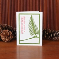 Image 1 of Holiday Card: "Hope your holiday is TREE-mendous!" with beaver and pine tree