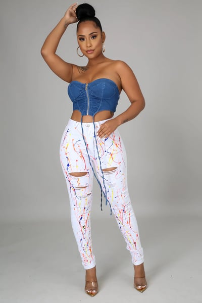 Image of 4PACK PAINT SPLATTER HIGHWAIST JEANS-WHITE