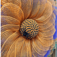 Image 4 of Orange and Purple Sunflower Wreath with Green Leaves