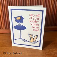 Image 1 of Holiday Card: "May all of your holiday wishes come true!" with squirrel and bird feeder