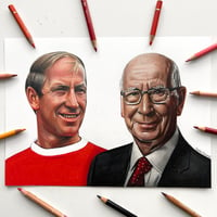 Sir Bobby Charlton original drawing. 