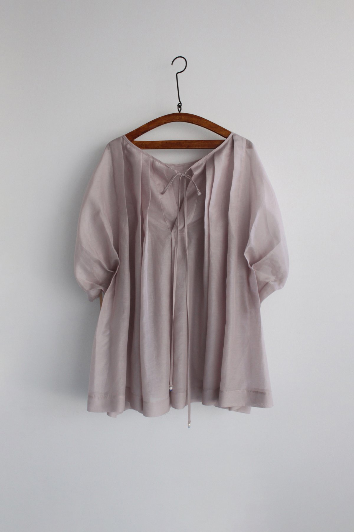 Archive-Pleated ballon sleeve silk-cotton blouse