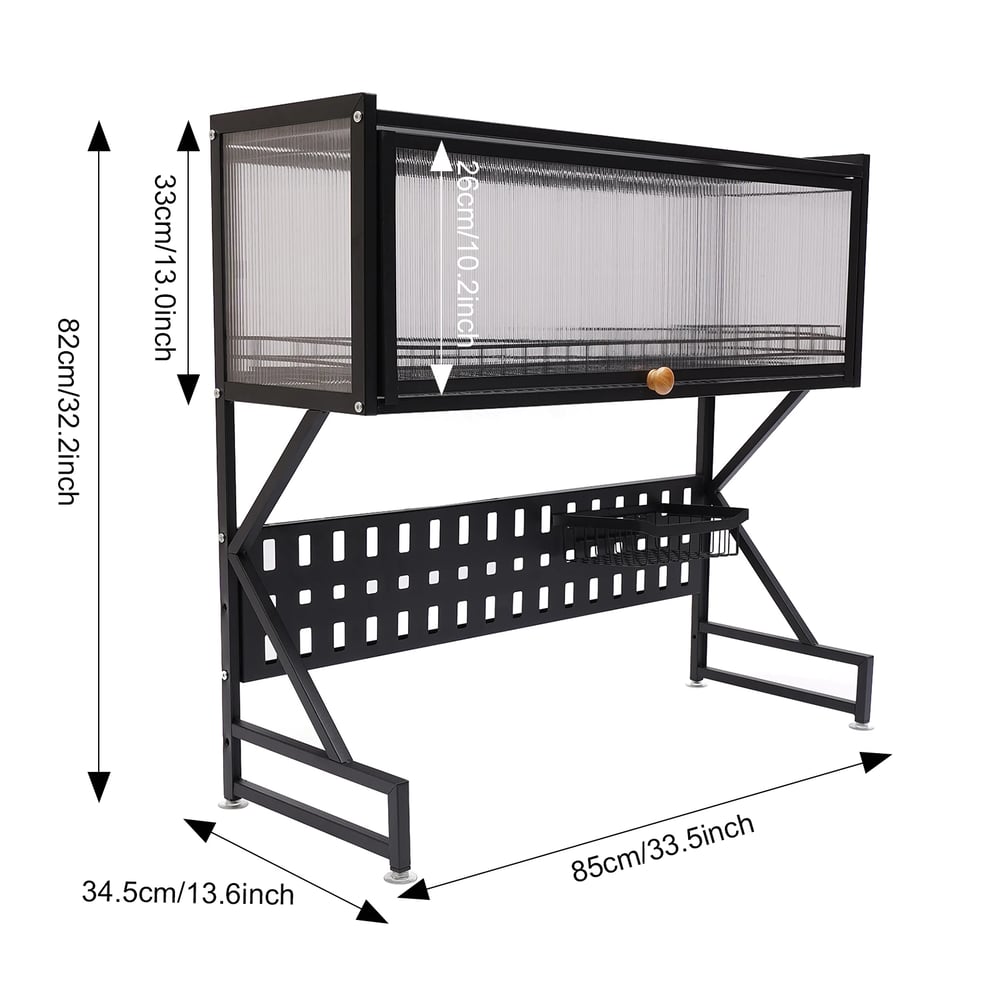 2 Tier Dish Drying Rack Over Sink Shelf Stainless Steel Kitchen Organizer Stand & Space Saver