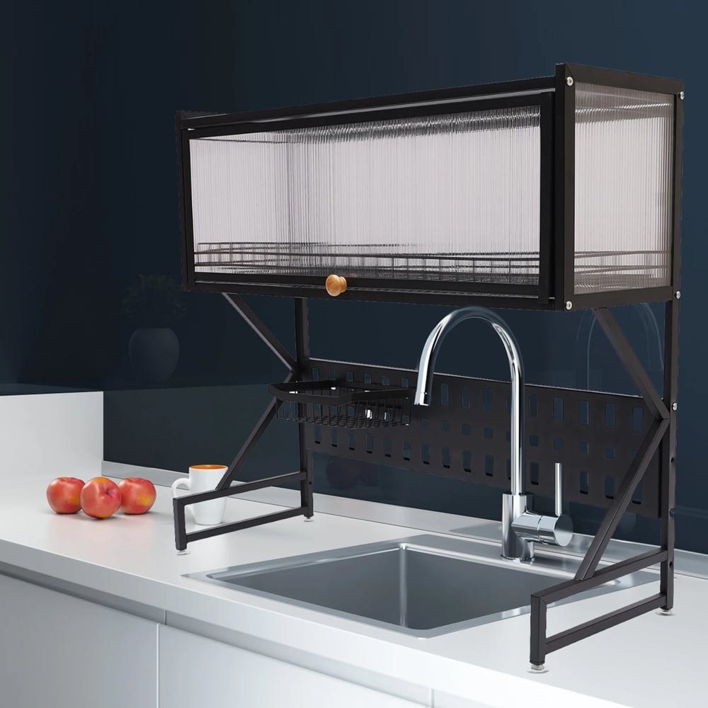 2 Tier Dish Drying Rack Over Sink Shelf Stainless Steel Kitchen Organizer Stand & Space Saver