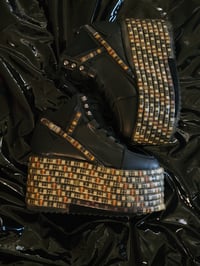 Image 2 of YRU Qozmo Low Key Rave Festival Platform Sneakers in Black