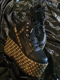 Image 1 of YRU Qozmo Low Key Rave Festival Platform Sneakers in Black