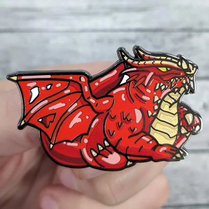 Image of 2" Red Dragon RPG Enemy Enamel Pin