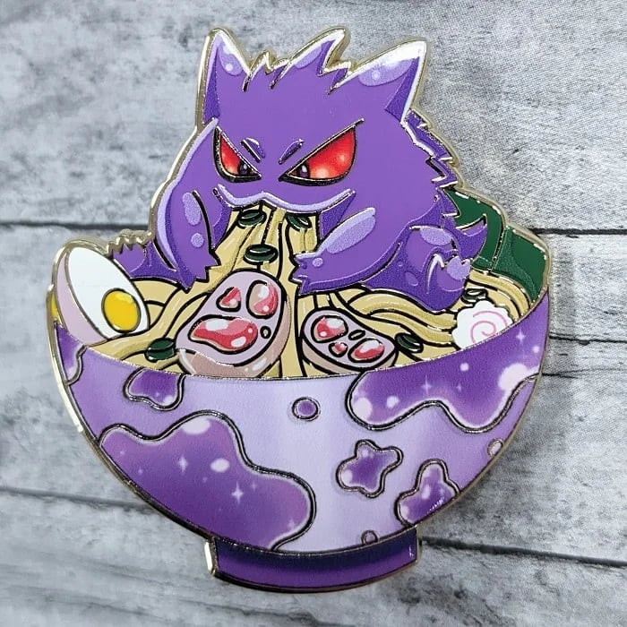 Image of 2" Gengar Ramen Bowl Enamel Pin