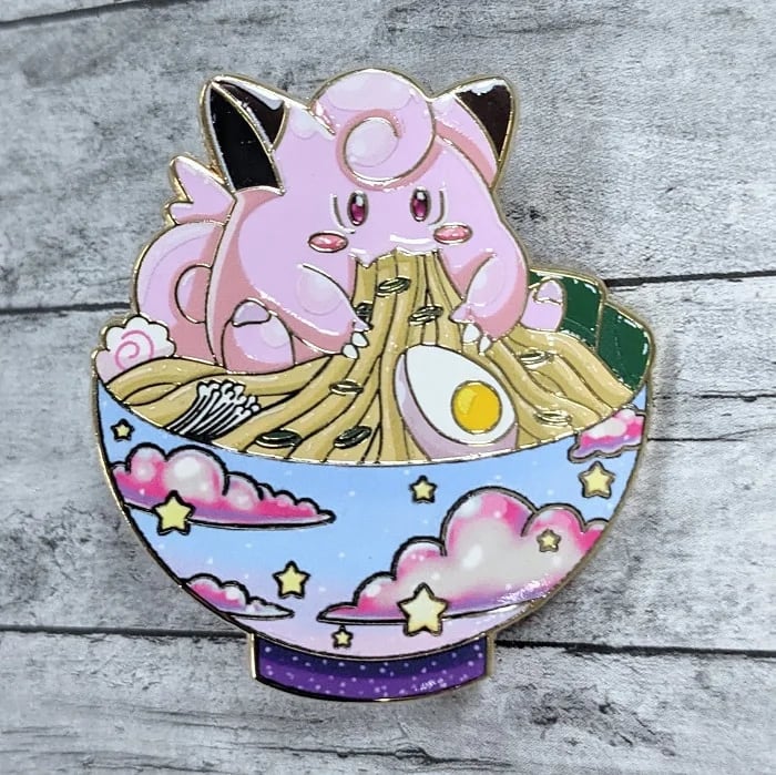 Image of 2" Clefairy Ramen Bowl Enamel Pin