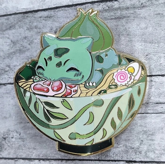 Image of 2" Bulbasaur Ramen Bowl Enamel Pin